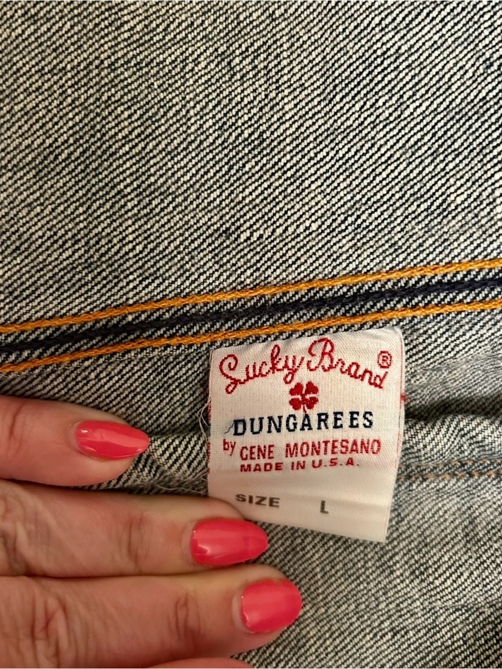 Vintage Lucky Brand Dungarees USA Denim Jacket Womens L Gene Montesano Trucker - Picture 8 of 11
